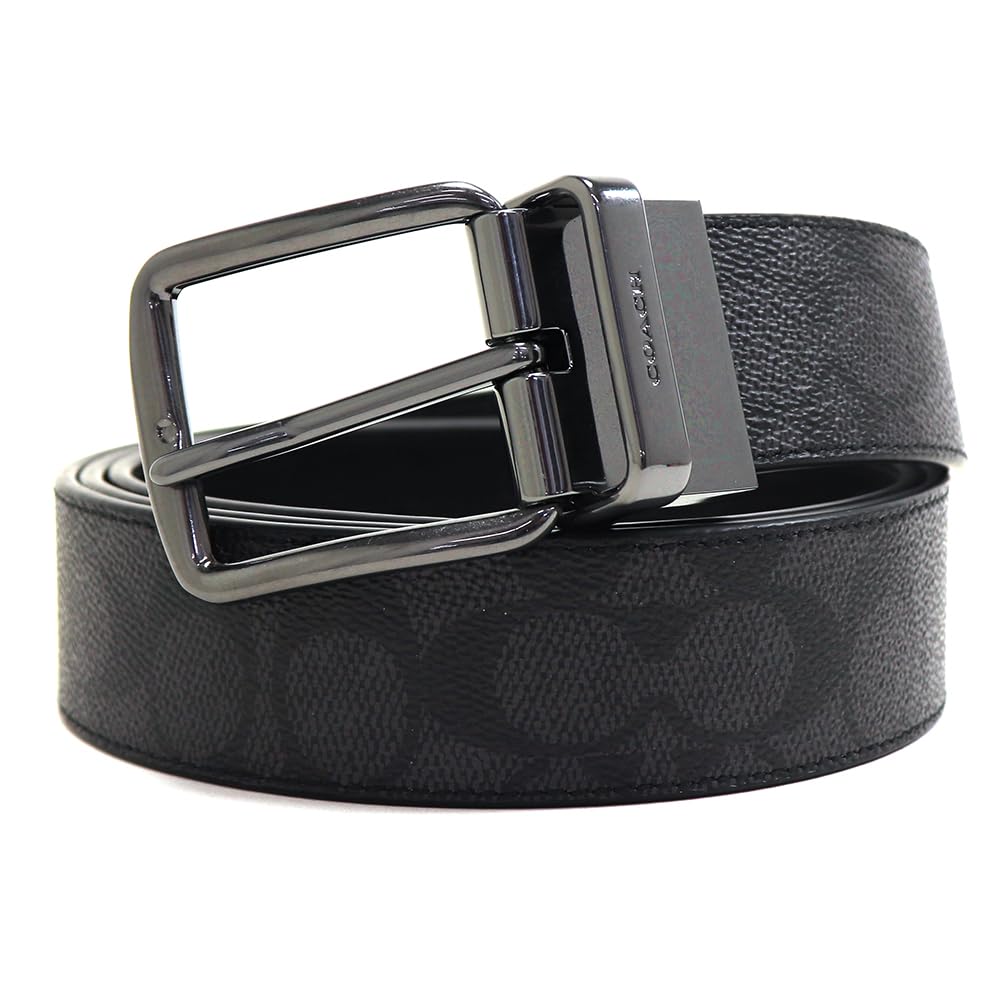 Coach Reversible Charcoal CY982 QBMI5 Men's Belt, Black, [Used]