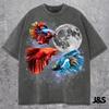 Three Betta Fish Retro Graphic T-shirts, Vintage Fighting Fish Moon Tshirt, Fish Shirt, Funny Tee, Oversized Betta Fish Shirt, Betta Tee
