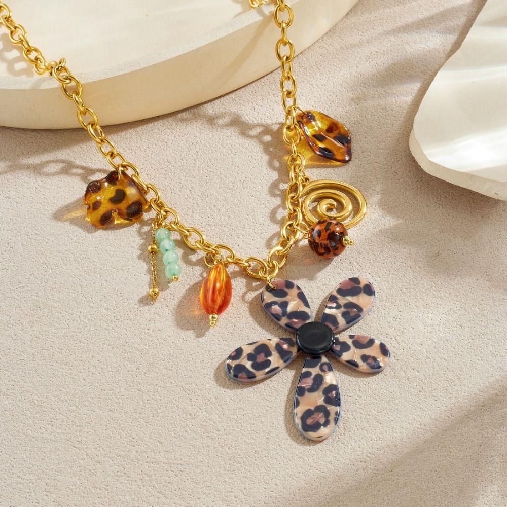 Gold Tone Multi Pendant Necklace Multi Charms Boho Jewelry Statement Chain Necklace  Daily Wear