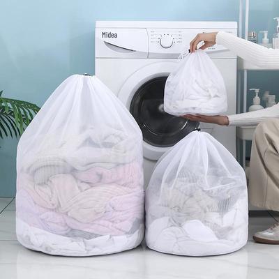 Saco de Malha Grande Personalizável para Roupa Suja - Lavável à Máquina, Fecho com Cordão, Opções de Malha Fina e Grossa, Especialmente Espessado