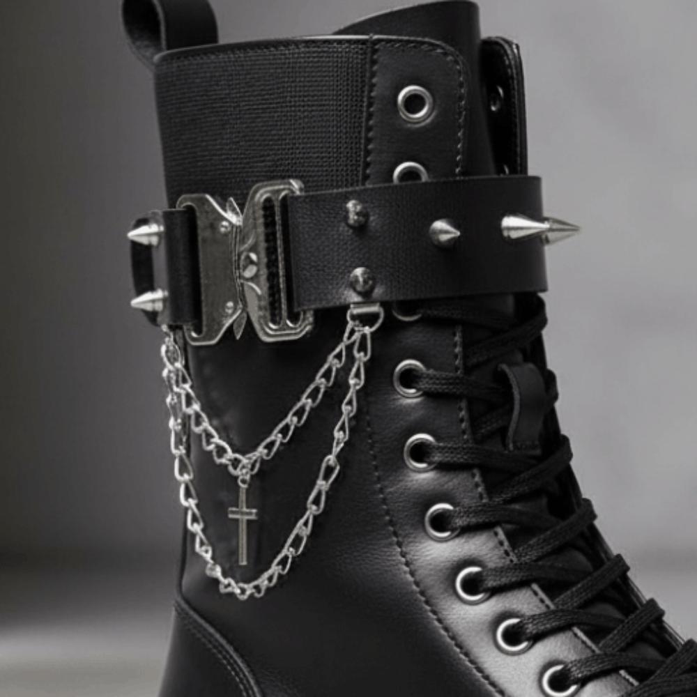 Leatherette Leg Garter Adjustable Shoes Accessories Punk Choker Chain Armband Halloween