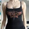 Dark Sexy Butterfly Printed Suspender Small Vest Women's American Elastic Slim Bottom Top Spice Girl New