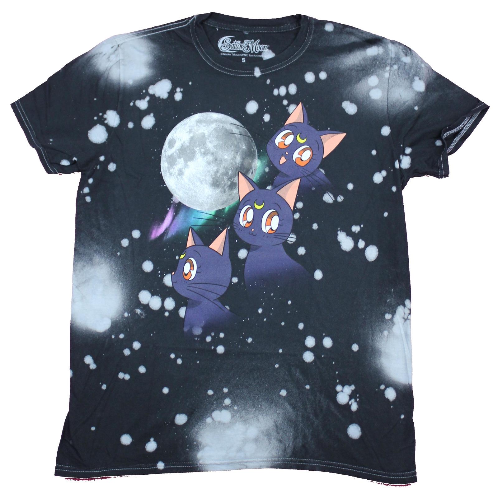 Sailor Moon Adult New T-Shirt - 3 Luna Moon Cat Tie Dye S