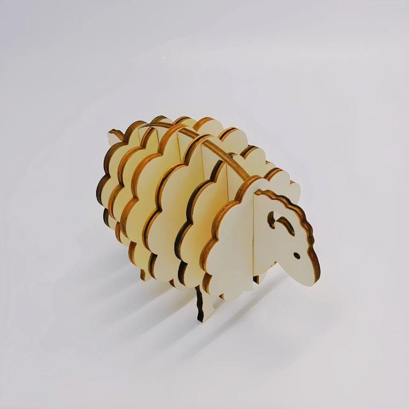 Wooden Sheep Coaster, Heat-Resistant Pad for Home and Office, Creative Table Decor and Cute Figurine for Collection