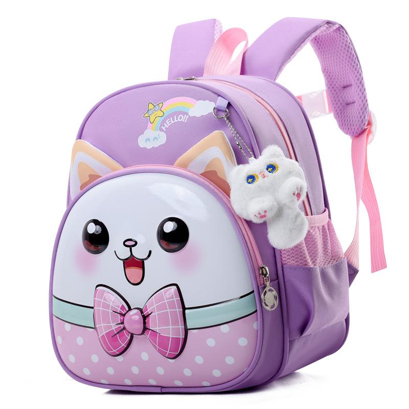 Kindergarten Baby Schoolbag Cartoon Cute Bunny Boys And Girls Backpack Cute Kitten Pendant Children'S Backpack