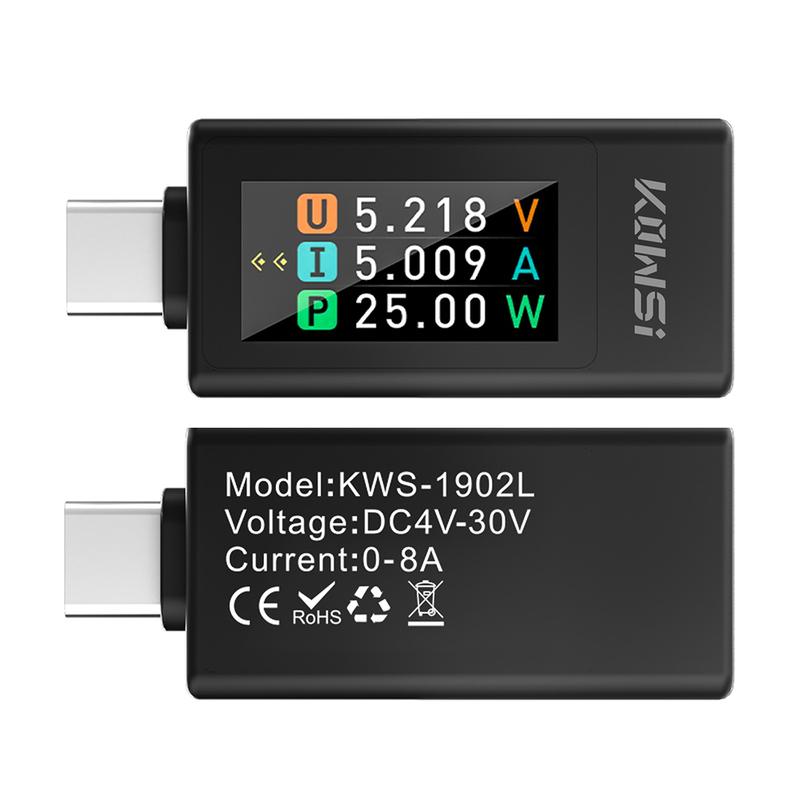 DC 4-30V 0-8A Digital Voltage Current Power Meter 240W Tester Type C Interface Voltmeter Amperemeter Monitor Data Storage