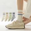 Trendy Striped Socks for Women Middle Tube Socks Japanese Style Fashion Socks Solid Color Girls Socks