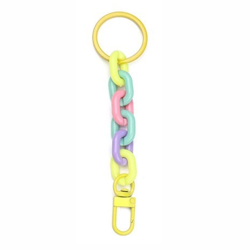 Matte Acrylic Chunky Chain Keychain Macaroon Color Keyring Bag Charm For Women