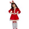 Santa Cosplay Children Girls Cute Christmas Costume Santa Claus Costume Belt 2 Piece Set Kids Costume Fluffy Clothes Santa Claus Cosplay Costume