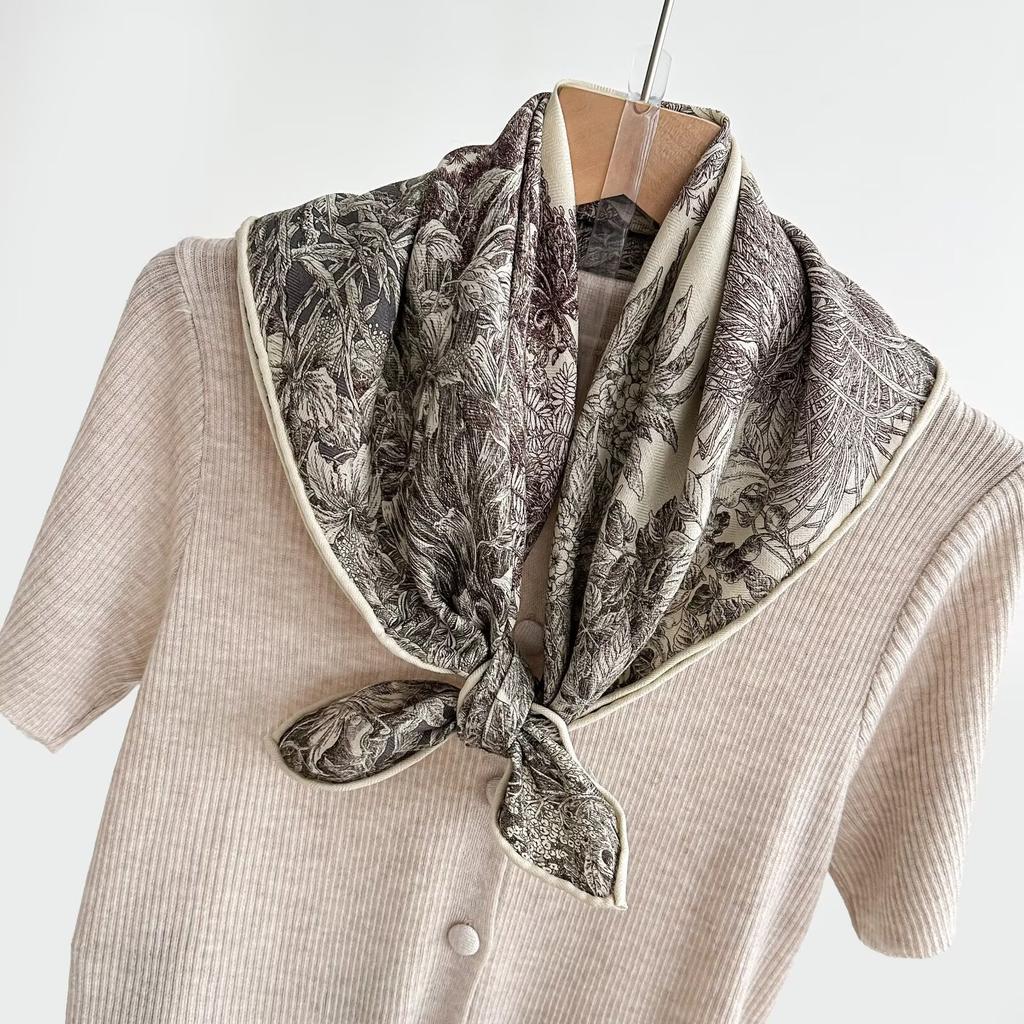 Fashion 70% Wool 30% Real Silk Scarf For Women Shawls Wraps Foulard Scarves Square Pashmina Female Hijab Bandana Kerchief 62Cm