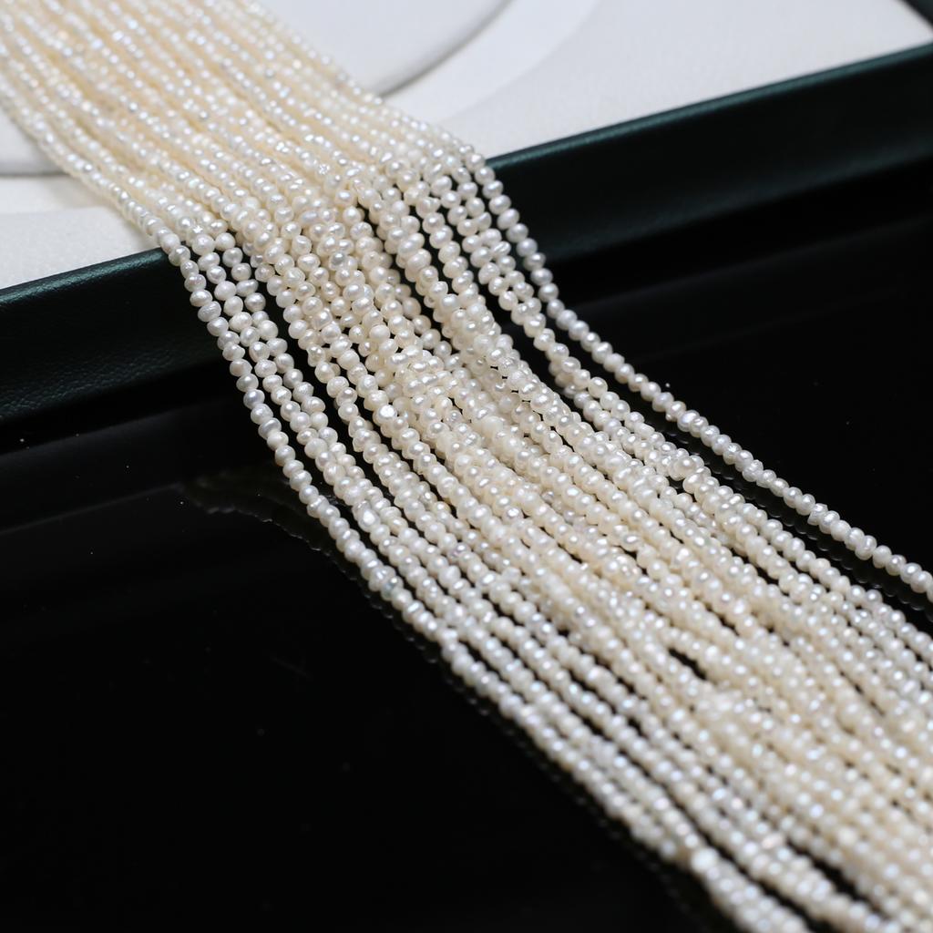 1String, White Natural Freshwater Pearls, Boho Handmade Punch Pearl Beads for Jewelry Making DIY Necklaces Crafts (Beads 1.8-2mm, Length 36cm)