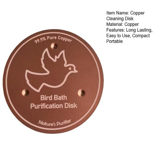 Hummingbird Bath Copper Disk Easy To Use Universal Fit Pure Copper Cleaning Disk with Triple-Point Support