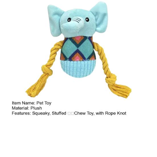 Plush Elephant Dog Toy Squeaky Dog ??Chew Toy Interactive Puppy Teething Toy Stuffed Elephant with Rope Knot for Dogs Anxiety Relief Tug-of-War
