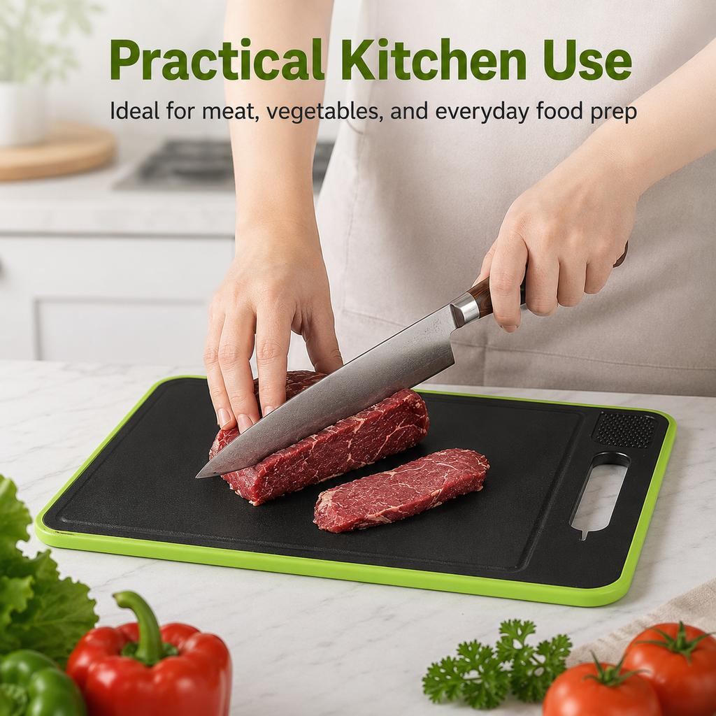 Meltset M 4 In 1 Multifunctional Cutting Board Knife Sharpener Garlic Grinder Aluminum Defrost Board PP+TPR Non-Slip 36.5x25cm