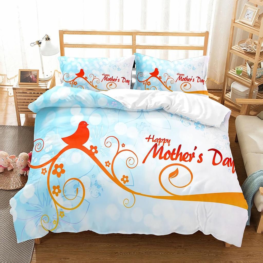 Comforter Romantic Floral Happy Women'S Day Bedding Set Polyester March 8 Comforter Single King Size For Mother Gift