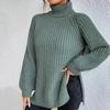 Camisola feminina lado split hem coldproof pele-toque chique pulôver feminino sólido camisola de malha térmica roupas diárias