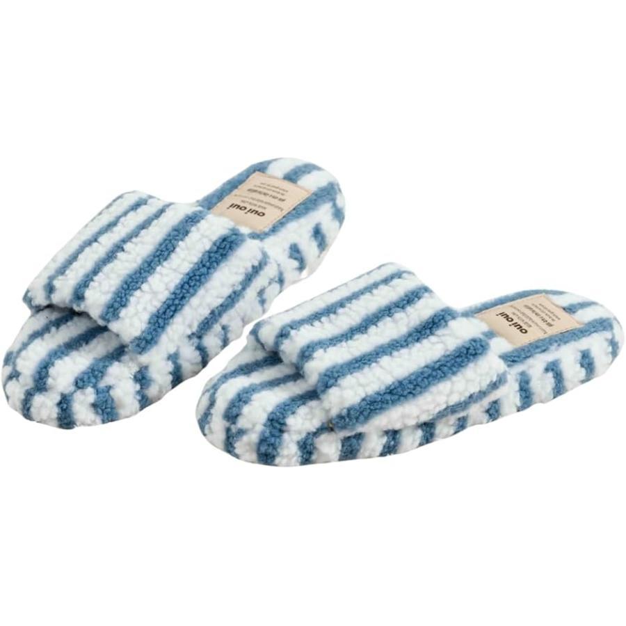 Slippers, Fluffy, Indoor, Fluffy, Warm, Room Shoes, Winter, Warm, Scandinavian (Blue, M)