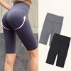 Pantaloncini da donna Leggings da fitness sottili Pantaloncini da yoga alla moda a vita alta casual Pantaloni estivi slim al ginocchio Pantaloncini da ciclismo neri Streetwear