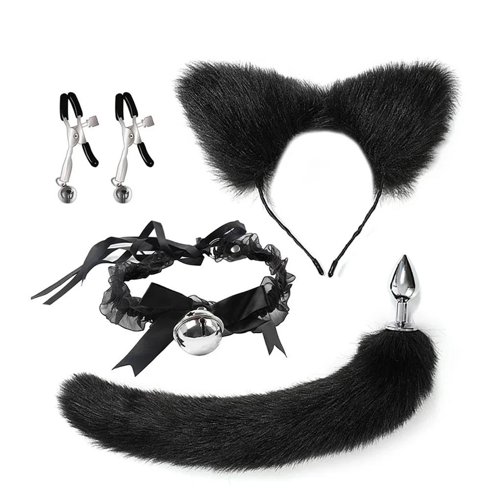 Fox Tail Dámský anální kolík, Cat Tail, Fox Tail, Erotika, Měkká Erotická Čelenka do uší pro kočky Spony na bradavky Hračky pro dospělé