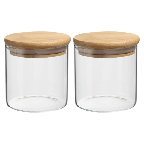 

PATIKIL 10 oz Glass Jar with Airtight Bamboo Lid, Set of 2, Clear Food Storage Jars for Nuts, Sugar, Coffee Beans, and Spices (7.8x7.8cm)