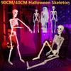 Halloween Huesos Realistas del Cuerpo Tamaño Real Esqueleto Humano con Articulaciones Posables Ornamento de Cráneo de Simulación Atrezzo de Terror para Casa Encantada
