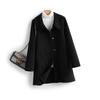 Women's Mid-Length Wool Lapel Coat - 100% Wool, Double-Faced, Loose-Fit, Autumn/Winter