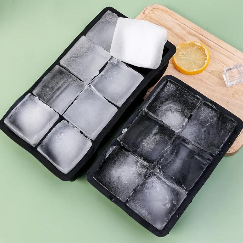 4/6/8Grids Silicone Ice Cube Molds with Lid Square Chocolate Mold Whiskey Cocktail Drinks DIY Ice Block Maker Bar Kitchen Tools