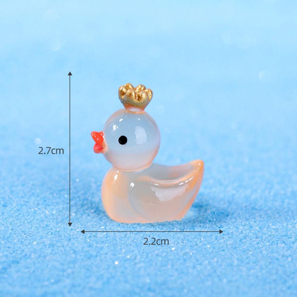 10pcs Cute Crown Small Ducks Miniature Animals Figurine Model New Mini Resin Ducks