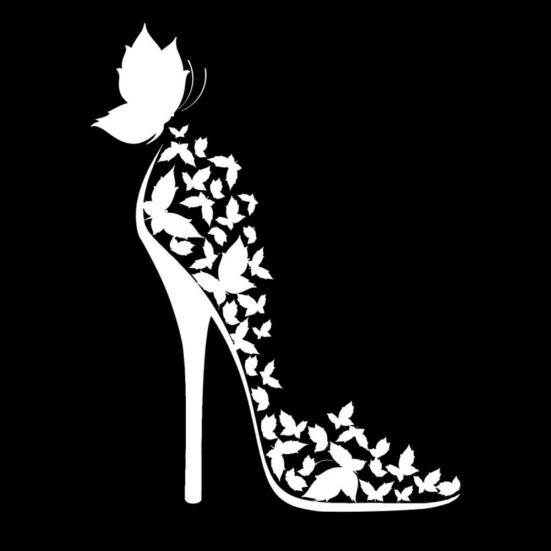 Reflective Car Vehicle Side Window Door Butterfly High Heels Decor Sticker Decal