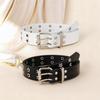 Punk Style Hollow Cut-Out Womens Belt With Star Rivets Double Row Buckle Casual Fashion Waistband