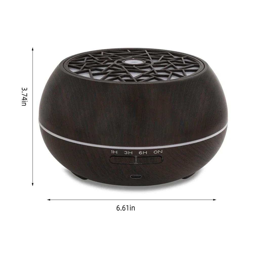 

550ml Essential Oil Diffuser, Remote, 6 Oil Blends, 7 Color LED, Auto Off, Large Spaces Dark wood