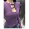 2025 Autumn/Winter Women's Hollowed-Out Brushed Long Sleeve Base Layer Top - Sexy, Slimming, Flattering Fit