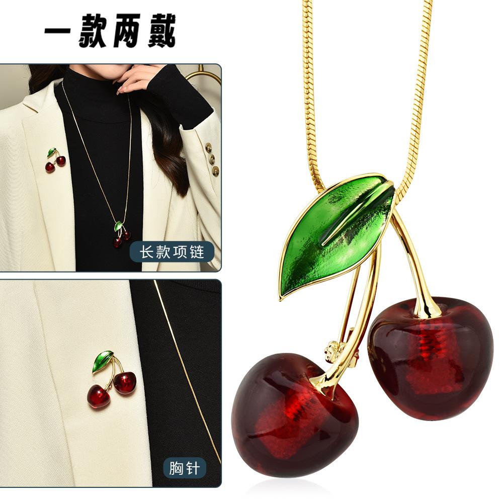 Suijue Pearl Sweater Chain Two Wear Crystal Flower Long Necklace Titanium Steel National Style Two Wear Function