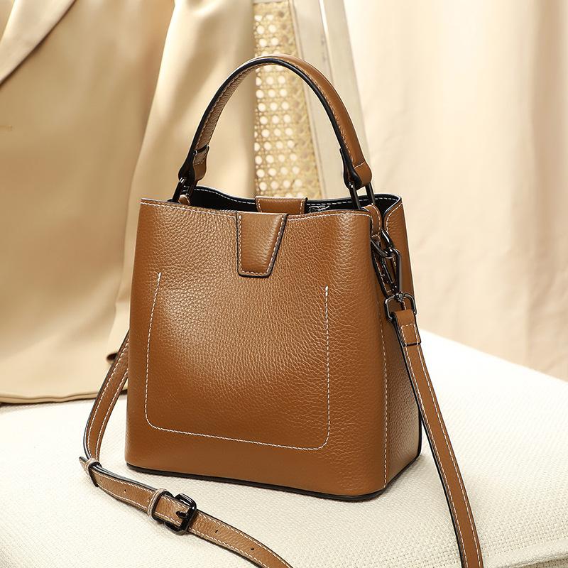 Bags Trendy Leather Fashion Bucket Bags Simple Shoulder Messenger Bags Portable Women'S Bags Luggage