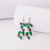 New Trendy Exquisite Christmas Leaf Drop Earrings Hook for Women Simple Rhinestone Earrings Xmas Party Jewelry Gifts