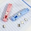 Clip Stapler Reusable Push Clamp Book Binding Machine Office Accessories For Paper Documents File Stapler School Supplies