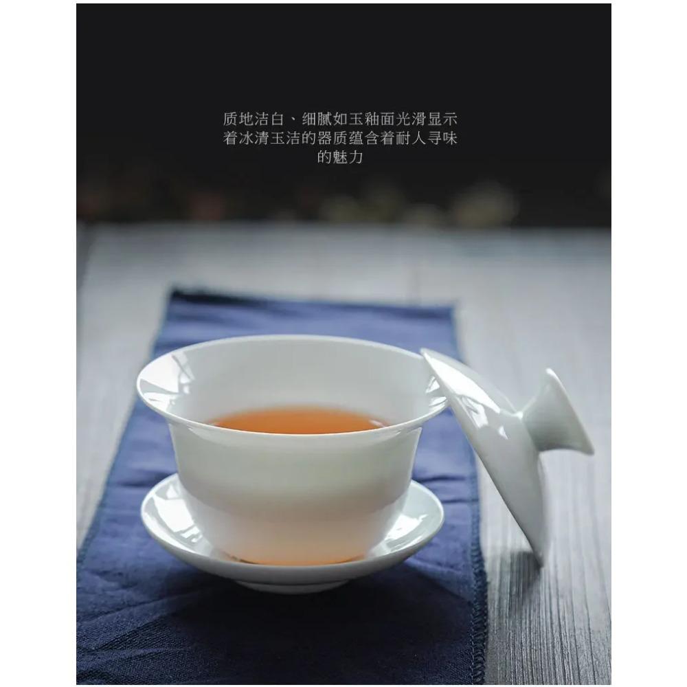 Chinese White Porcelain Kung Fu Tea Set, Household Simple Outdoor Portable Travel Tea Set, Ceramic Cover Bowl