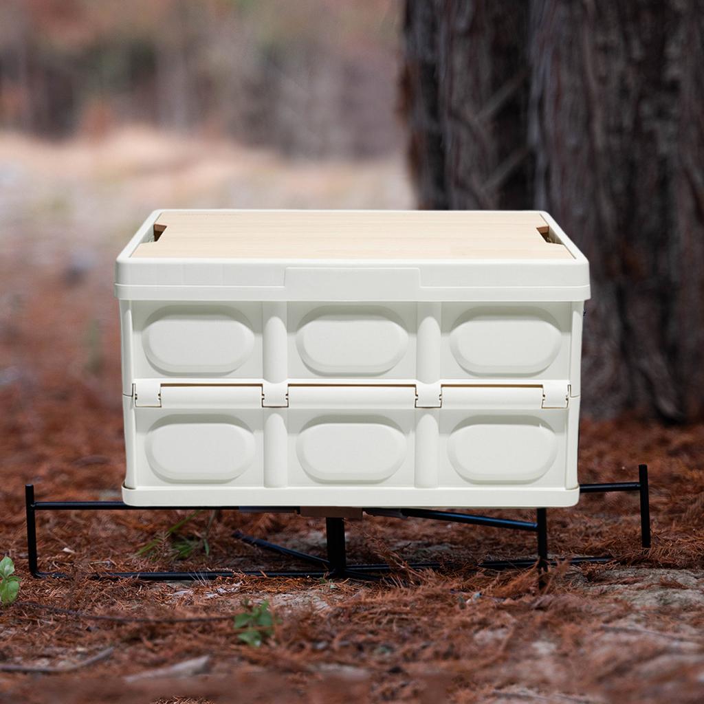 Portable Storage Bin Ice Bucket Holder with Storage Bag Stable Foldable Stand Rack for Outdoor Camping Poolside Fishing Grilling