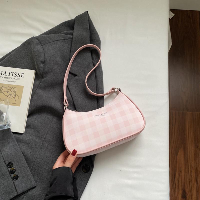 Niche Design Bag Women's New Summer Fashion Plaid Messenger Bag Single Shoulder Underarm Small Square Bag