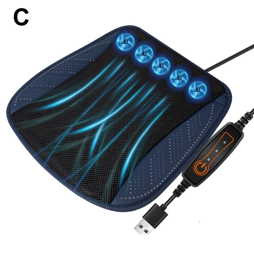 Summer Universal Car Cooling Cushion with 5/8 Fans, Three Wind Adjustment Cooled Chair Pad USB Seat Cushion Interior Accessories