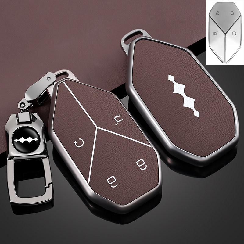 For BYD Formula Leopard 5 8 Titanium 3 7 Electric Car Key Fob Cover Key Case with Keychain Key Premium Leather Protective Shell