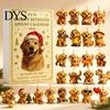 Xmas Countdown Calendar 2026 Christmas Advent Box with 24 Dog Acrylic Ornaments, 2D Flat Hanging Durable Crafts Charms, Blind Gift for Lovers Tree Car