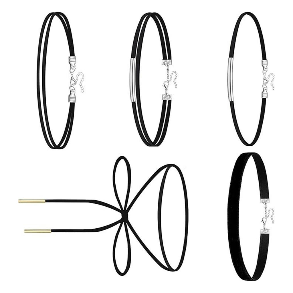 Double Layer Black Fabric Necklace Set Adjustable Lightweight Jewelry For Sensitive Skin And Stylish Outfits