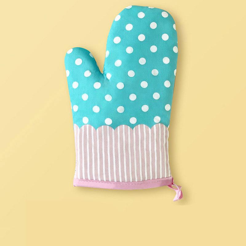 

1PS Пасторальный стиль утолщенные решетчатые перчатки для микроволновой печи перчатки для микроволновой печи термостойкие перчатки синий