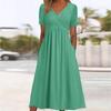 Fall New Women's Dress, Fashion Solid Color V-neck Short Sleeve Pocket Casual Dress for Women
