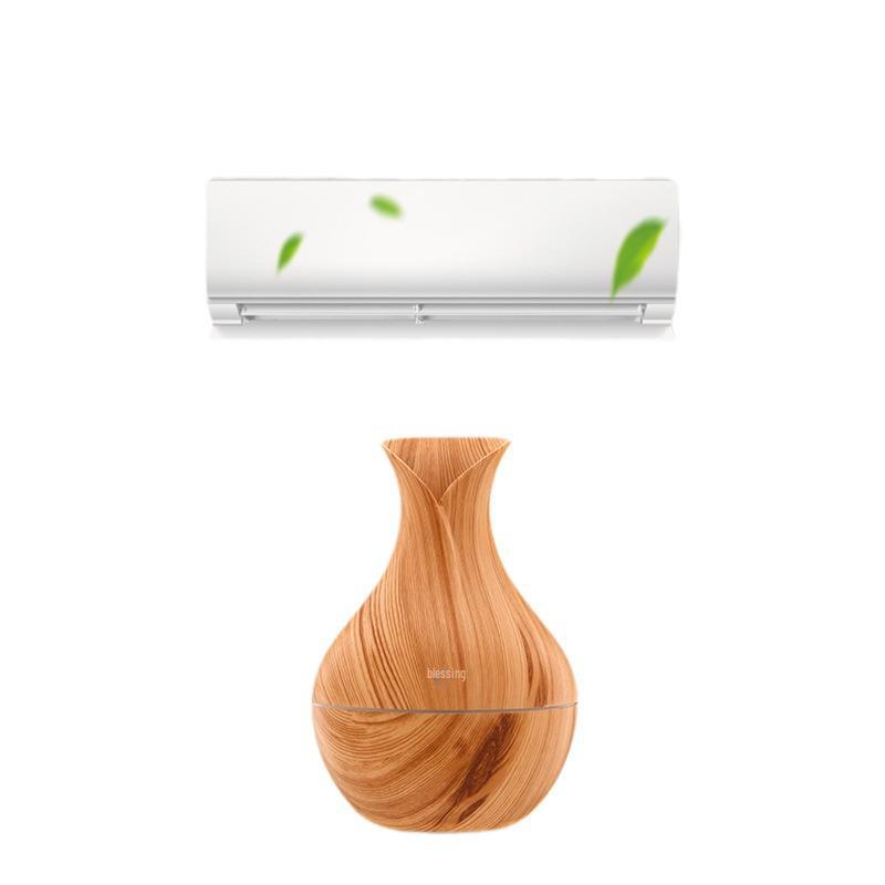 Wood Grain Ultrasonic Humidifier: Large Fog, Colorful LED, Silent Aromatherapy, USB-Powered