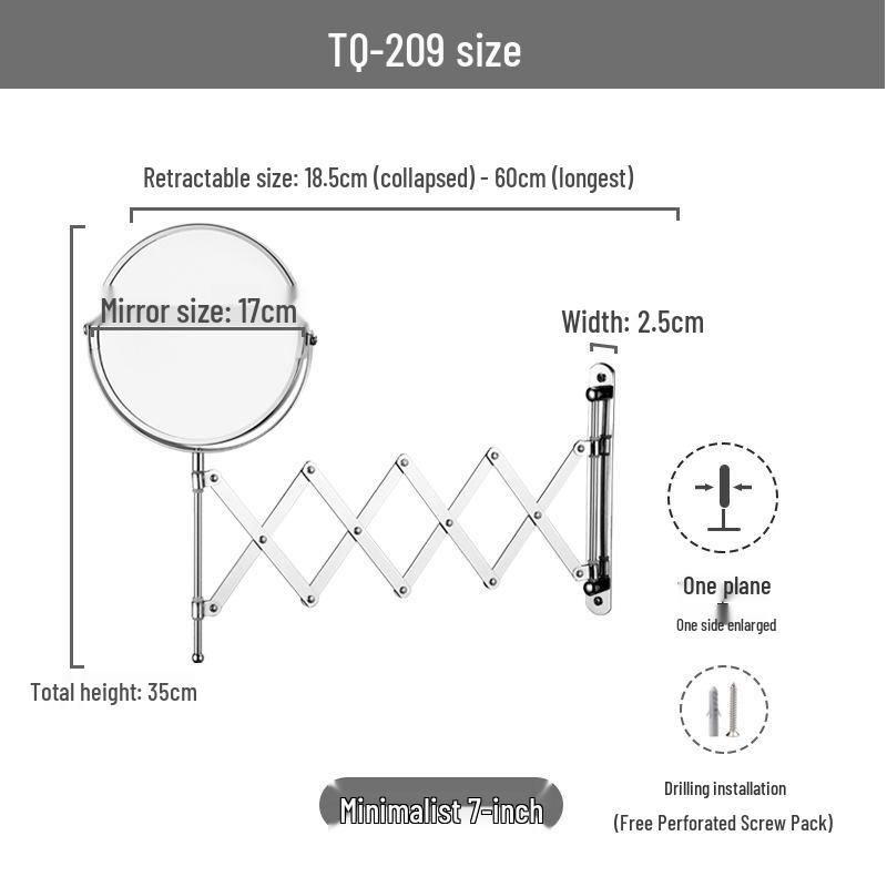 Specchio per Trucco Magnificante a Parete Double-Sided: Design Pieghevole Telescopico per Trucco ad Alta Definizione