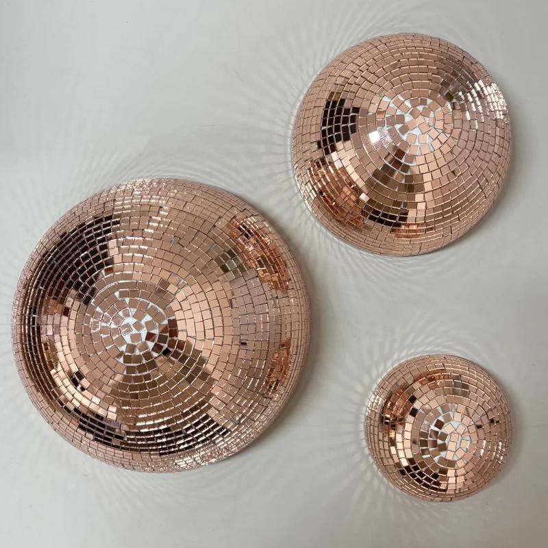 Three-piece Disco Ball Mirrored Glass Half Sphere Wall Hanging With Self Adhesive Back For Party Centerpiece Home Decor