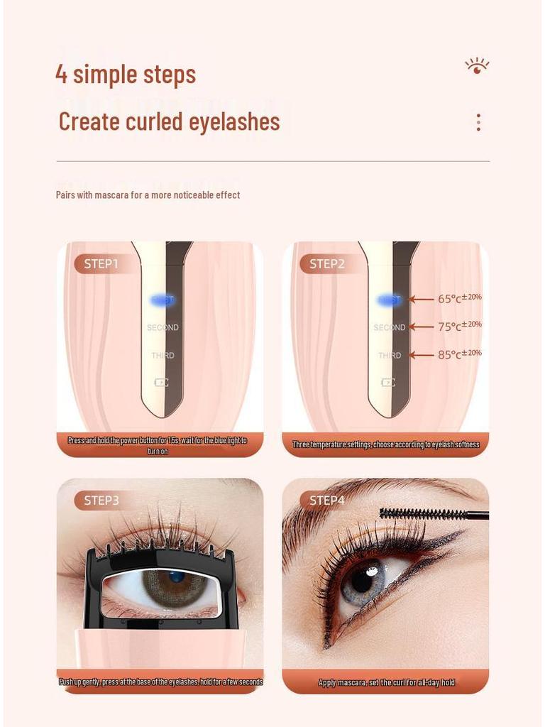5D Rechargeable Eyelash Curler: Pinch-Free, Heats to Curl Upper & Lower Lashes