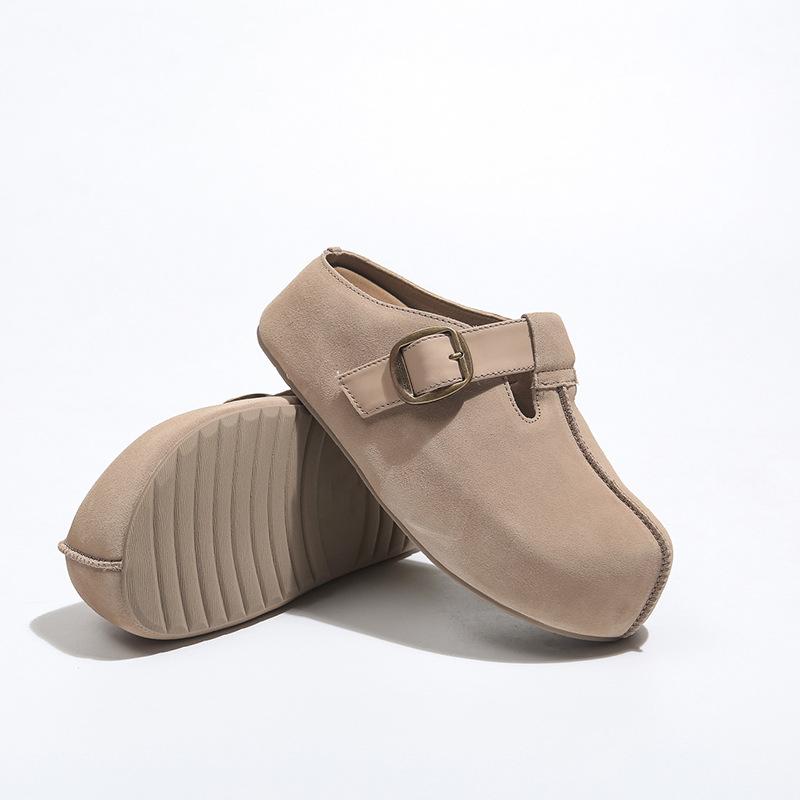 Thick-soled Height Increase for Small People, Inner Height Increase for Toast Boken Shoes, Bag Head and Half Slippers for Women's 2025 Spring and Autu